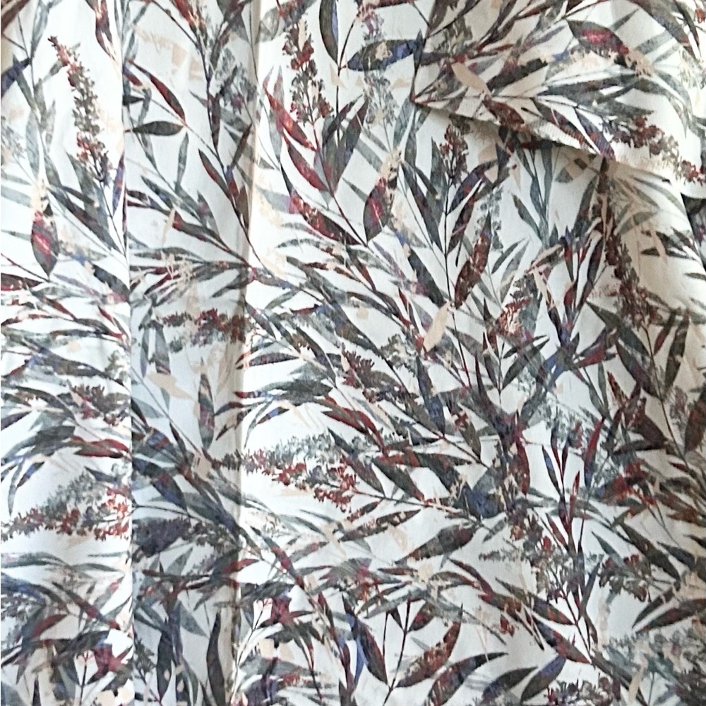 Joann Vintage Fabric Cotton Foliage Bamboo leaves purple pink white grass floral